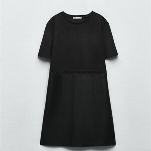 Zara dress with faux leather her pockets